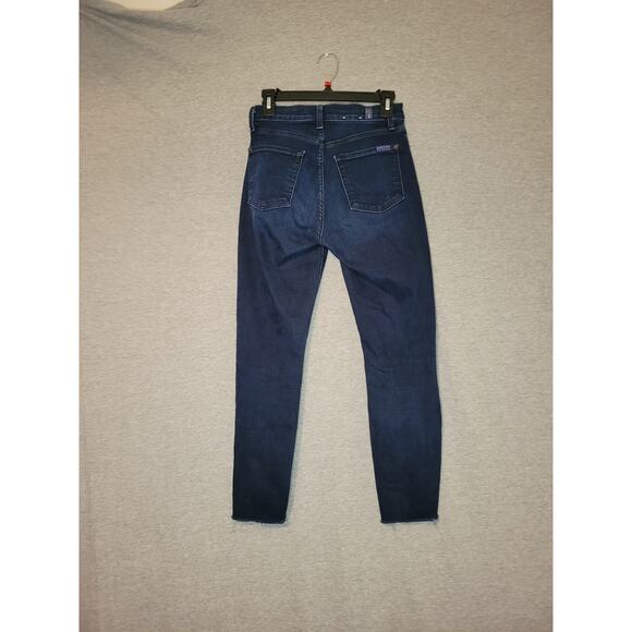 Women's 7 For All Mankind Dark High Waist Ankle Skinny Denim Jeans 27 Waist - Picture 2 of 6